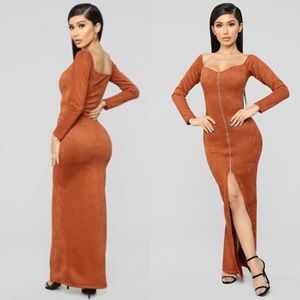 Suede maxi dress